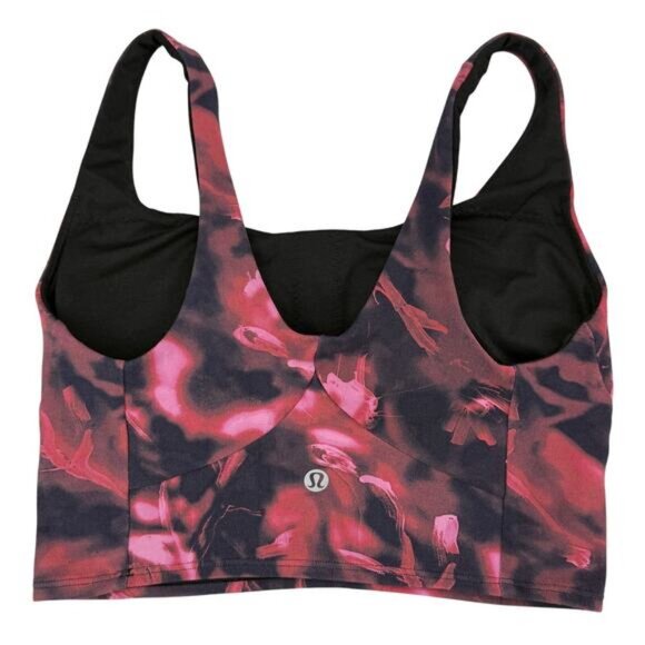 LULULEMON Nulu Front-Darting Yoga Bra  B/C Cup Sz 4 Intensity Pink Blossom Multi - Picture 5 of 7
